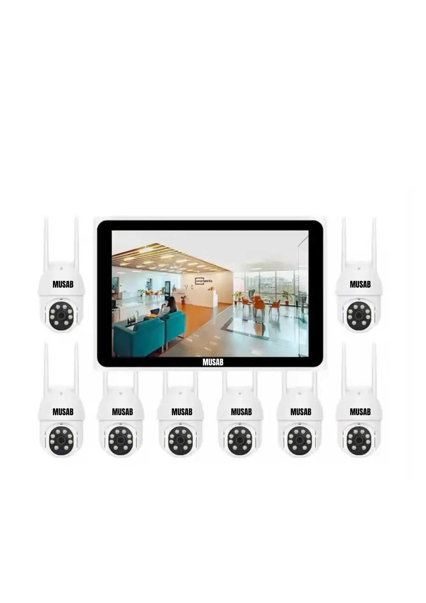 Musab 8 Channel Wireless Security Camera System with 10 inch LCD Screen