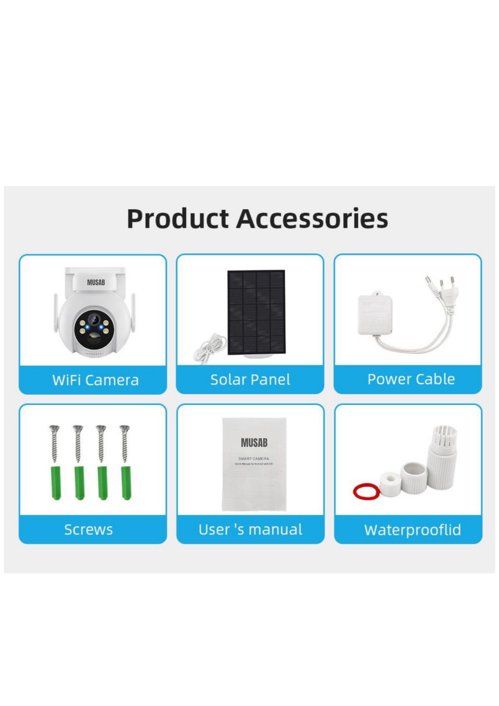 Musab 4MP Solar Camera Security Outdoor, Human Auto Tracking, Solar Panel